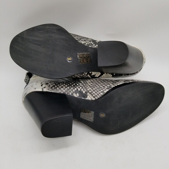 Jeffrey Campbell Womens Black White Snake Rosalee Block Heel Ankle Booties 8 - Picture 5 of 6